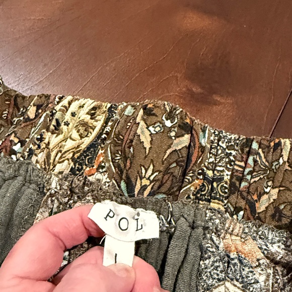 POL Olive Green Patchwork Wide Leg Pants - Picture 11 of 15